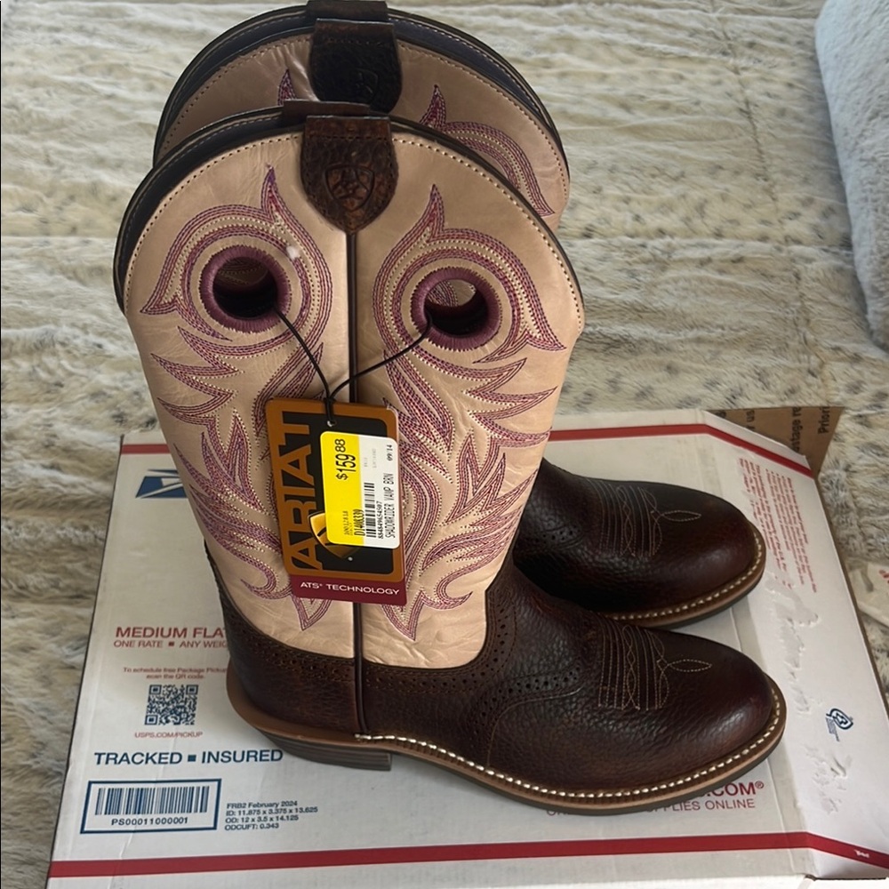 Ariat Brown and Beige Cowboy Boots